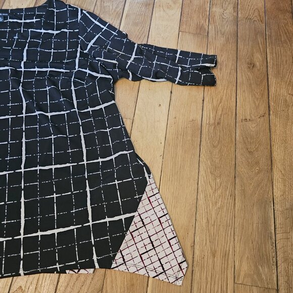 Zac and Rachel 2 X Women's Black Geo Pattern Stretch Blouse Flare Bottom - Picture 3 of 7